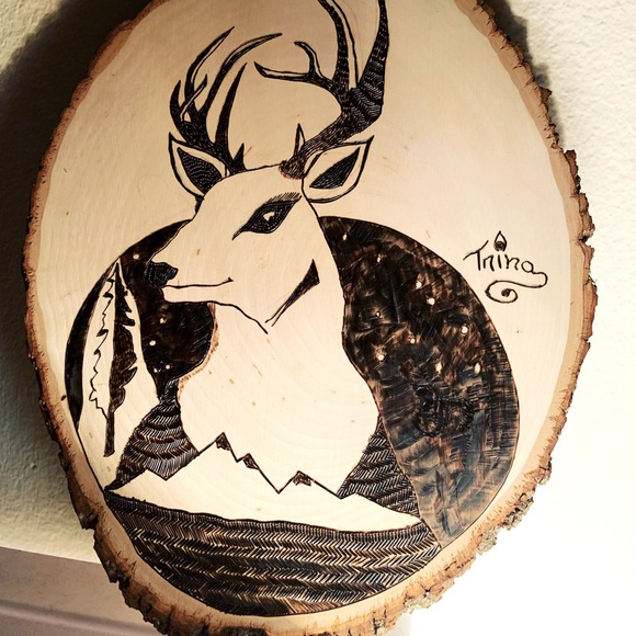 Handmade wood burning art